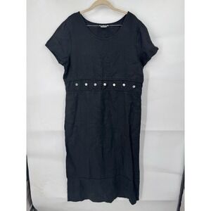 VTG Acorn Lagenlook Linen Black‎ Minimalist Maxi Dress Women XL Heritage Relaxed